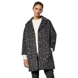 Karen Millen Leopard Wool Coat Size 2 Gray Mob Wife Sophisticated Luxury NWOT